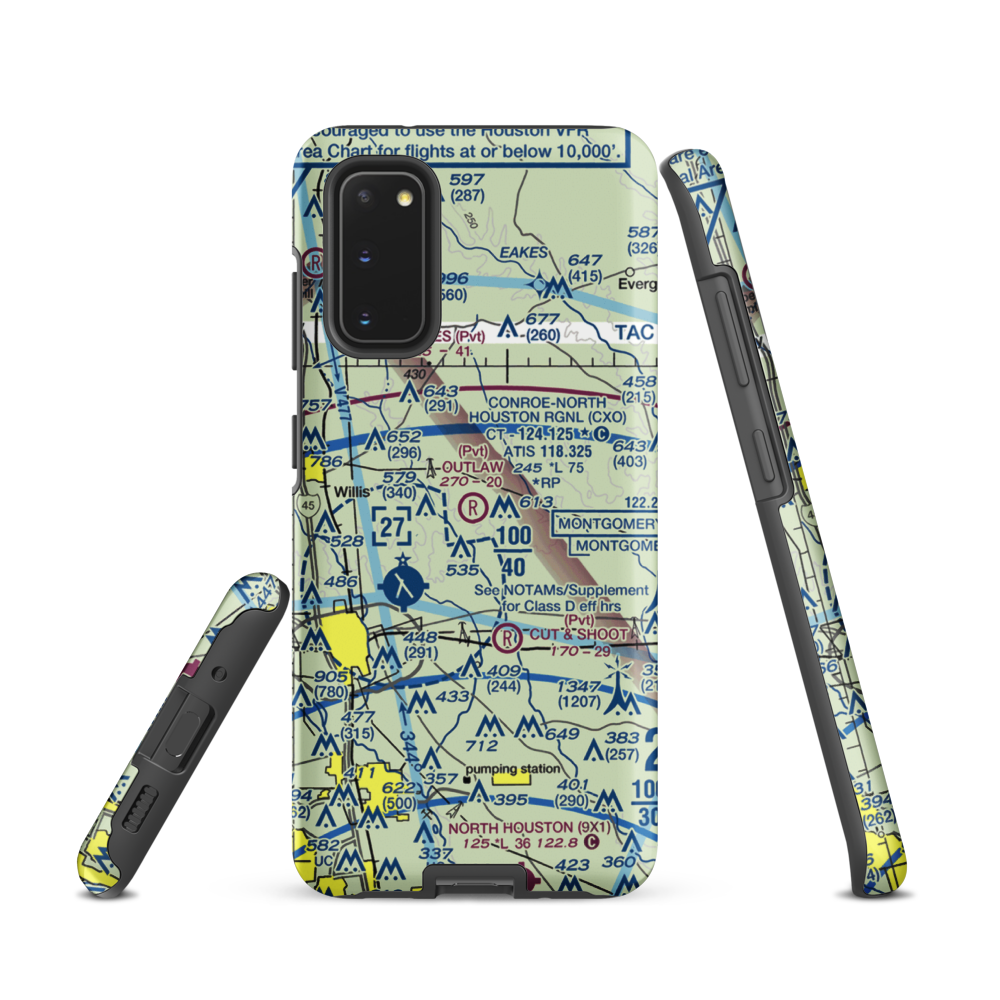 Outlaw Flyers Airport (16XS) VFR Sectional Samsung Phone Case Samsung Galaxy S20 model shown