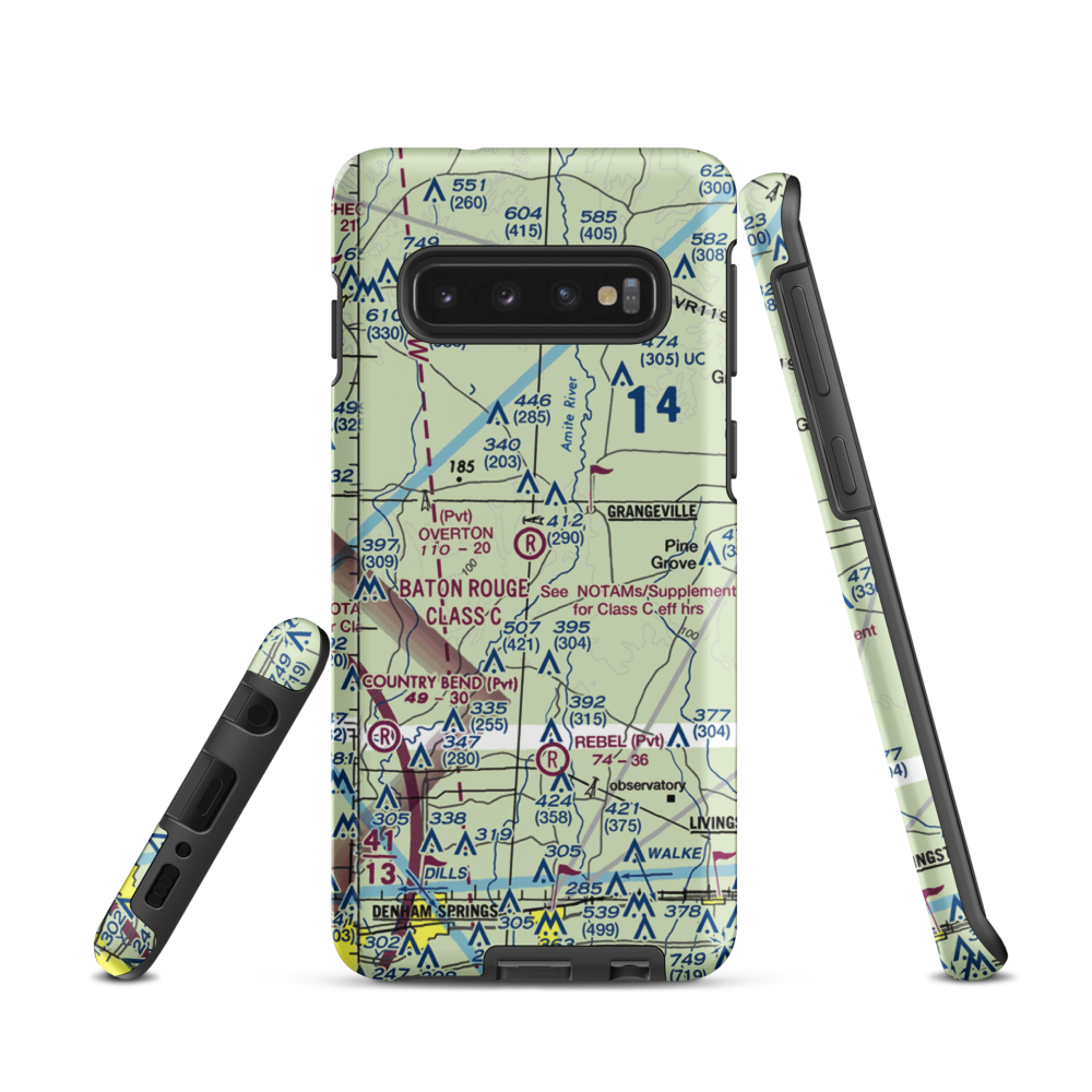 Overton Private Airport (4LA8) VFR Sectional Samsung Phone Case Samsung Galaxy S10 model shown
