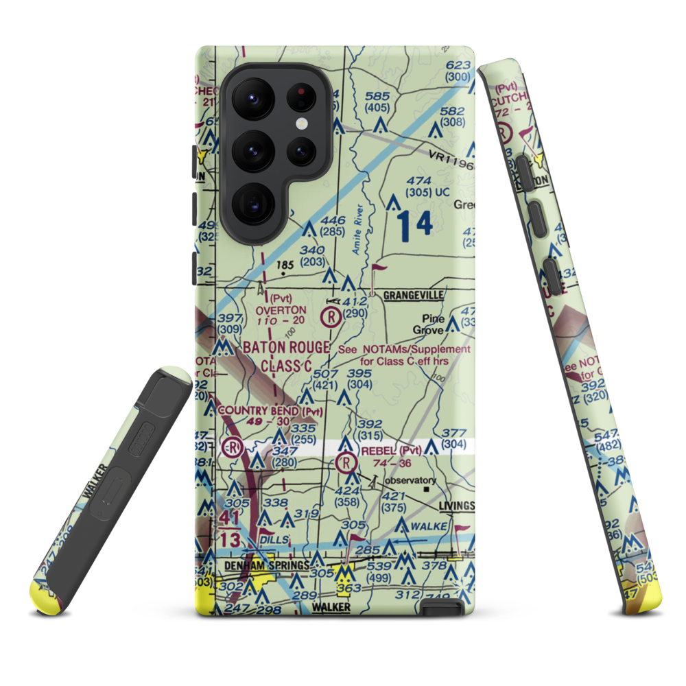 Overton Private Airport (4LA8) VFR Sectional Samsung Phone Case Samsung Galaxy S22 Ultra model shown