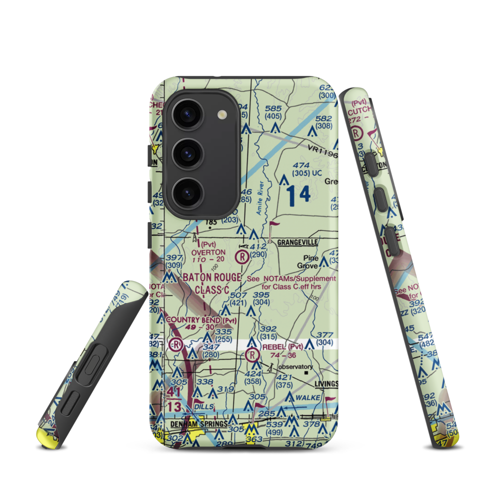 Overton Private Airport (4LA8) VFR Sectional Samsung Phone Case Samsung Galaxy S23 model shown