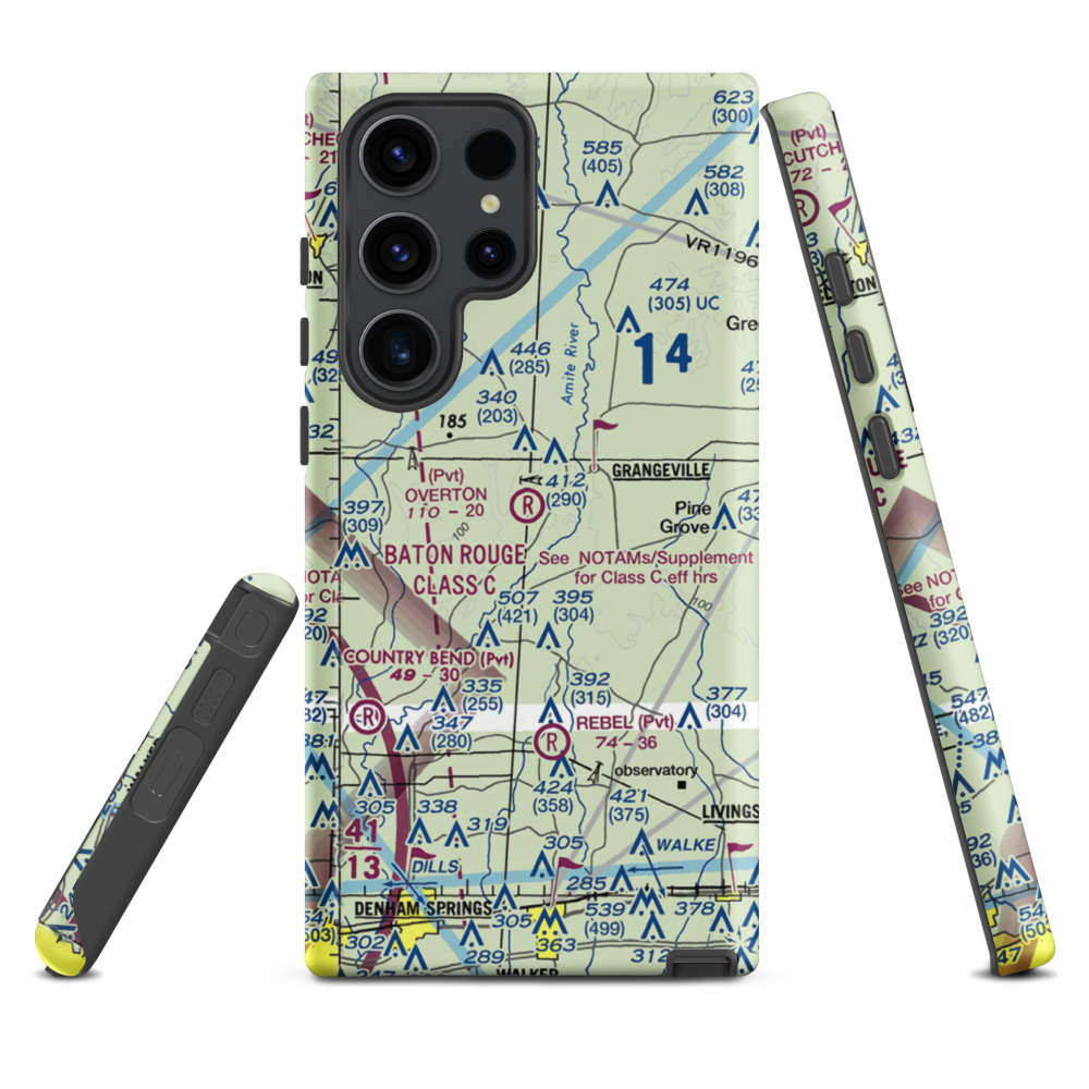 Overton Private Airport (4LA8) VFR Sectional Samsung Phone Case Samsung Galaxy S23 Ultra model shown
