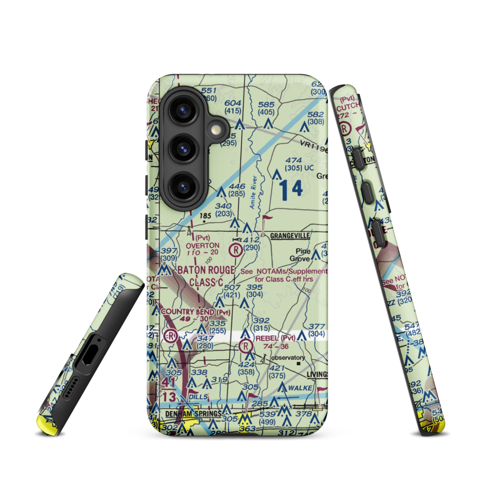 Overton Private Airport (4LA8) VFR Sectional Samsung Phone Case Samsung Galaxy S24 model shown