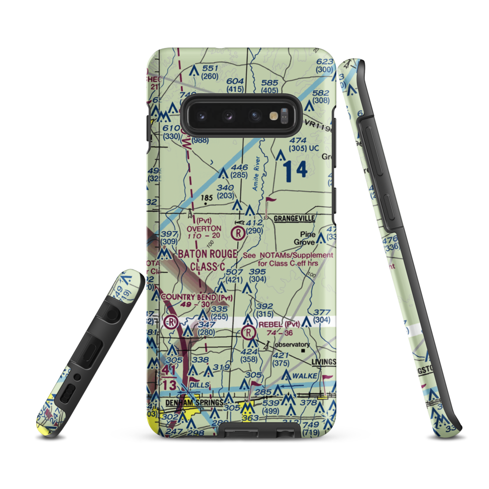 Overton Private Airport (4LA8) VFR Sectional Samsung Phone Case Samsung Galaxy S10 Plus model shown