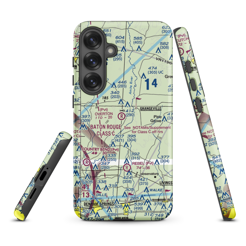 Overton Private Airport (4LA8) VFR Sectional Samsung Phone Case Samsung Galaxy S25 Plus model shown