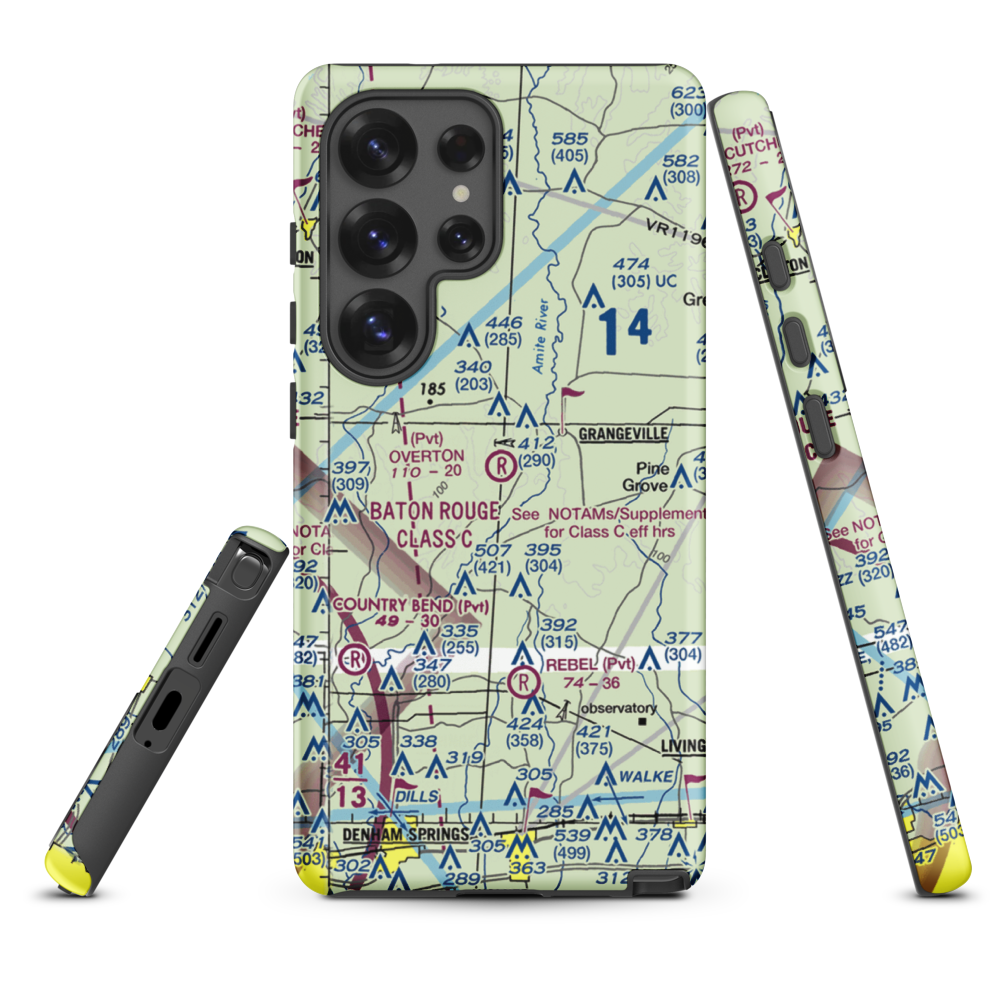Overton Private Airport (4LA8) VFR Sectional Samsung Phone Case Samsung Galaxy S25 Ultra model shown