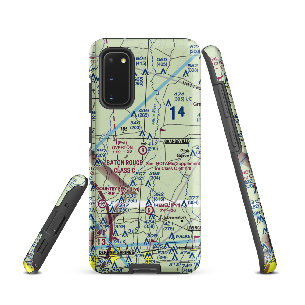 Overton Private Airport (4LA8) VFR Sectional Samsung Phone Case Samsung Galaxy S20 model shown
