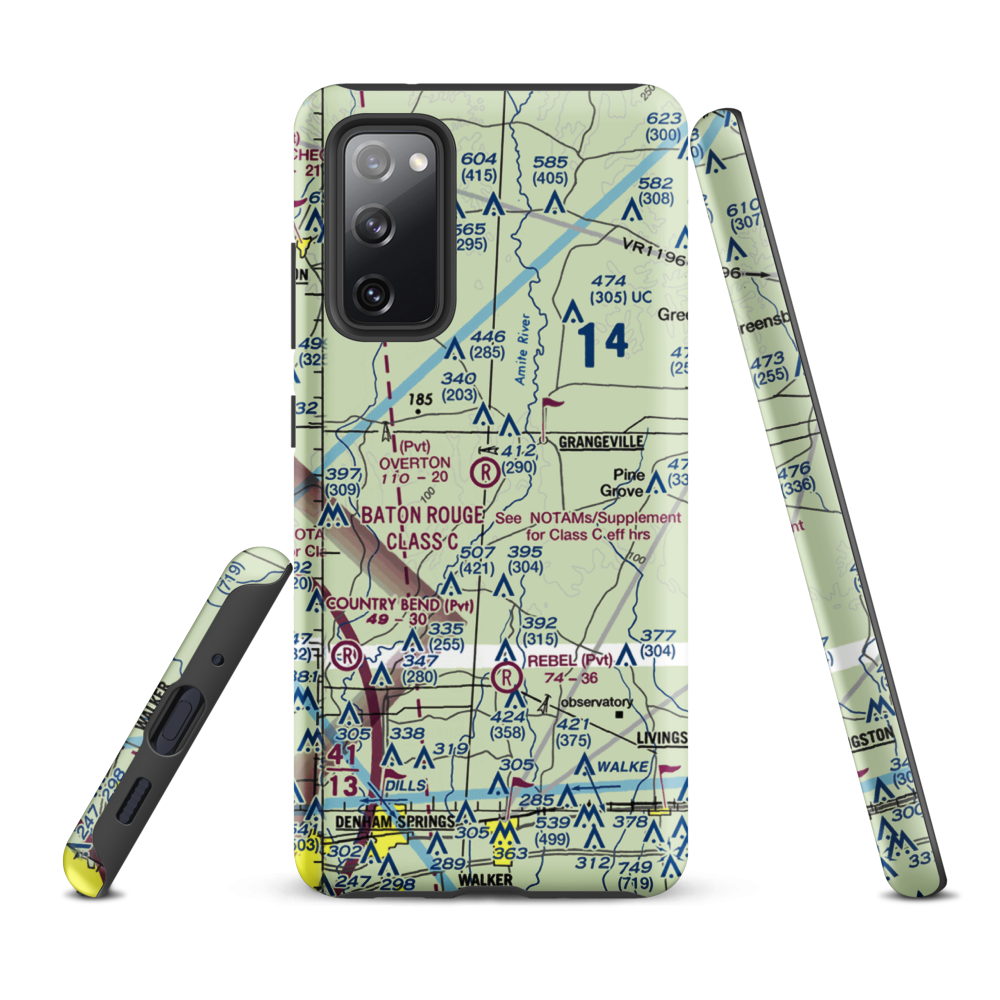 Overton Private Airport (4LA8) VFR Sectional Samsung Phone Case Samsung Galaxy S20 FE model shown