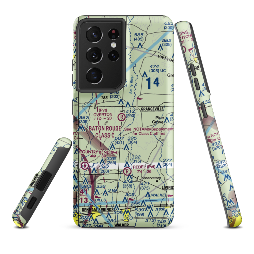 Overton Private Airport (4LA8) VFR Sectional Samsung Phone Case Samsung Galaxy S21 Ultra model shown