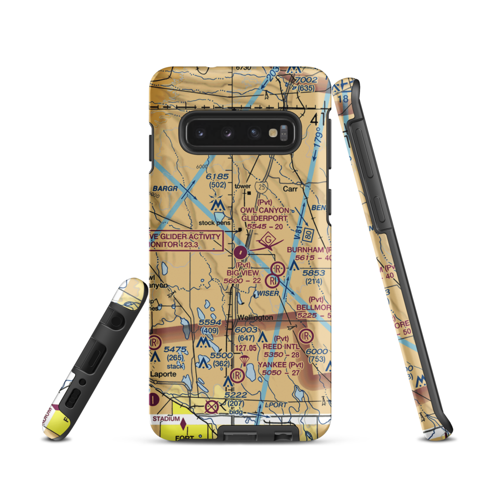 Owl Canyon Gliderport (4CO2) VFR Sectional Samsung Phone Case Samsung Galaxy S10 model shown