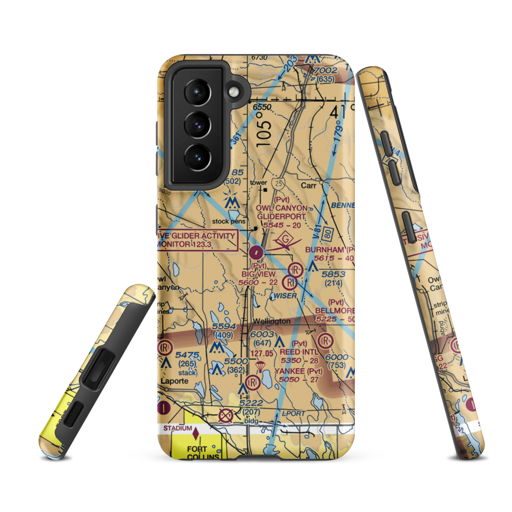 Owl Canyon Gliderport (4CO2) VFR Sectional Samsung Phone Case Samsung Galaxy S21 FE model shown