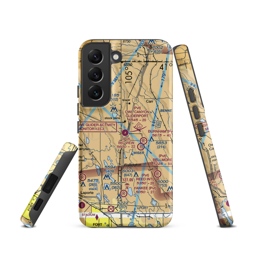 Owl Canyon Gliderport (4CO2) VFR Sectional Samsung Phone Case Samsung Galaxy S22 model shown