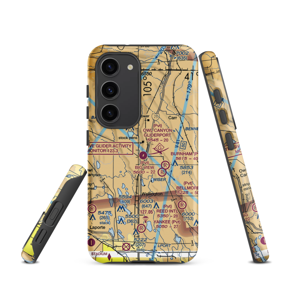Owl Canyon Gliderport (4CO2) VFR Sectional Samsung Phone Case Samsung Galaxy S23 model shown