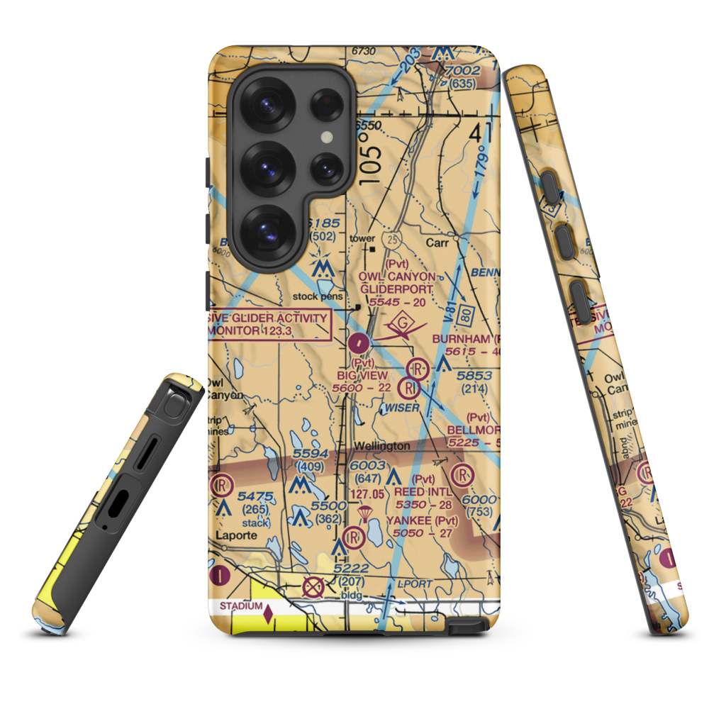 Owl Canyon Gliderport (4CO2) VFR Sectional Samsung Phone Case Samsung Galaxy S25 Ultra model shown