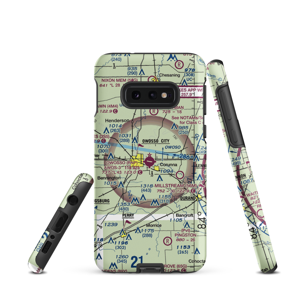Owosso Community Airport (RNP) VFR Sectional Samsung Phone Case Samsung Galaxy S10 Plus model shown