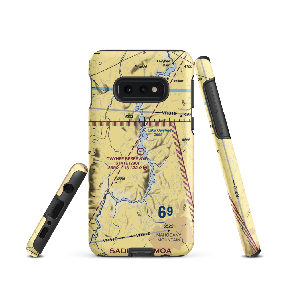 Owyhee Reservoir State Airport (28U) VFR Sectional Samsung Phone Case Samsung Galaxy S10e model shown
