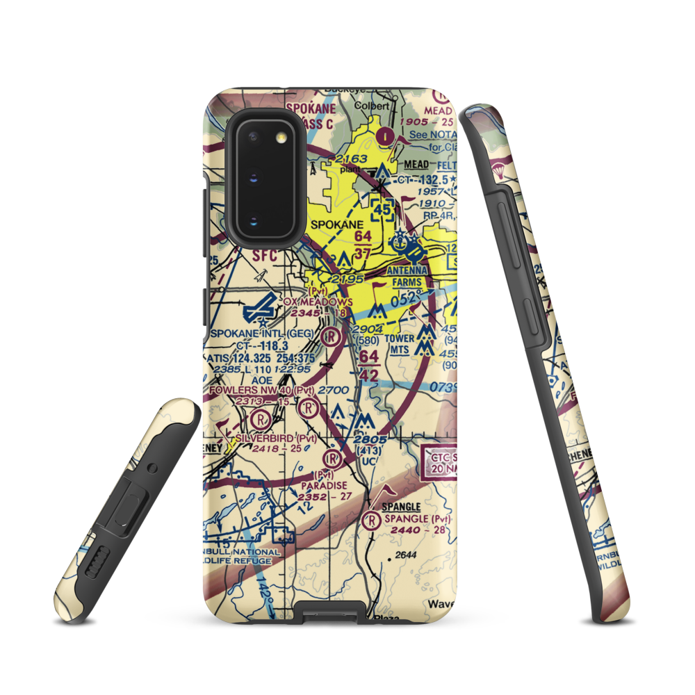 Ox Meadows Airport (04WA) VFR Sectional Samsung Phone Case Samsung Galaxy S20 model shown