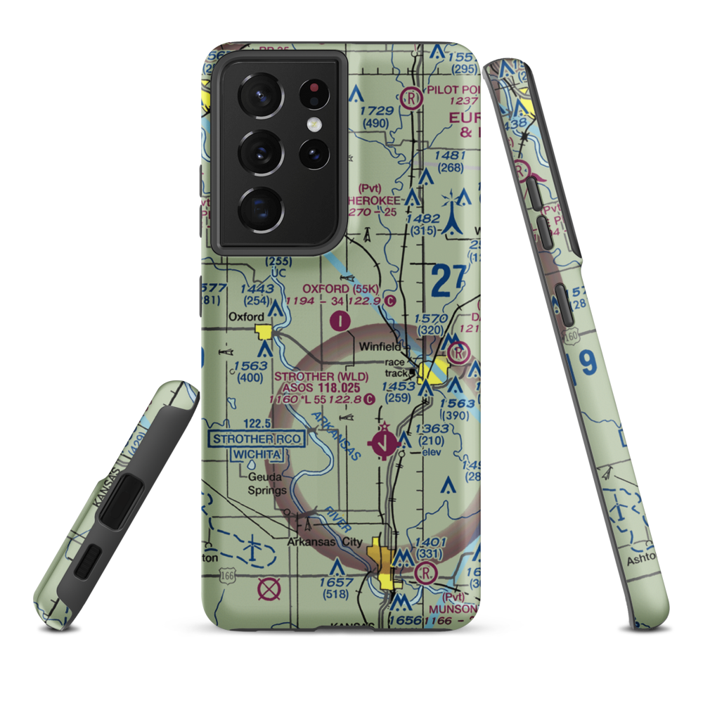 Oxford Municipal Airport (55K) VFR Sectional Samsung Phone Case Samsung Galaxy S21 Plus model shown