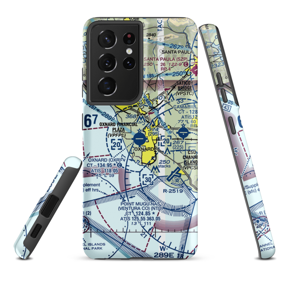 Oxnard Airport (OXR) VFR Sectional Samsung Phone Case Samsung Galaxy S21 Ultra model shown