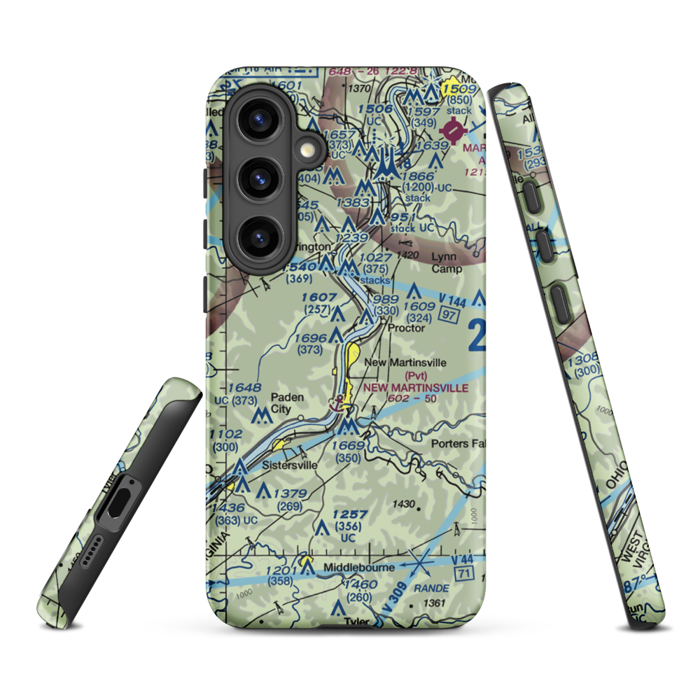 P W Johnson Memorial Airport (75D) VFR Sectional Samsung Phone Case Samsung Galaxy S24 Plus model shown