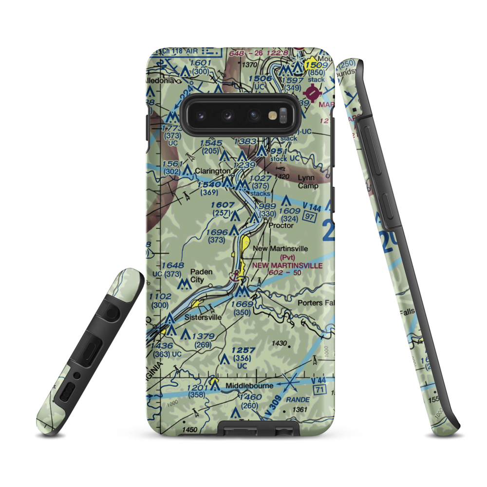 P W Johnson Memorial Airport (75D) VFR Sectional Samsung Phone Case Samsung Galaxy S10 Plus model shown
