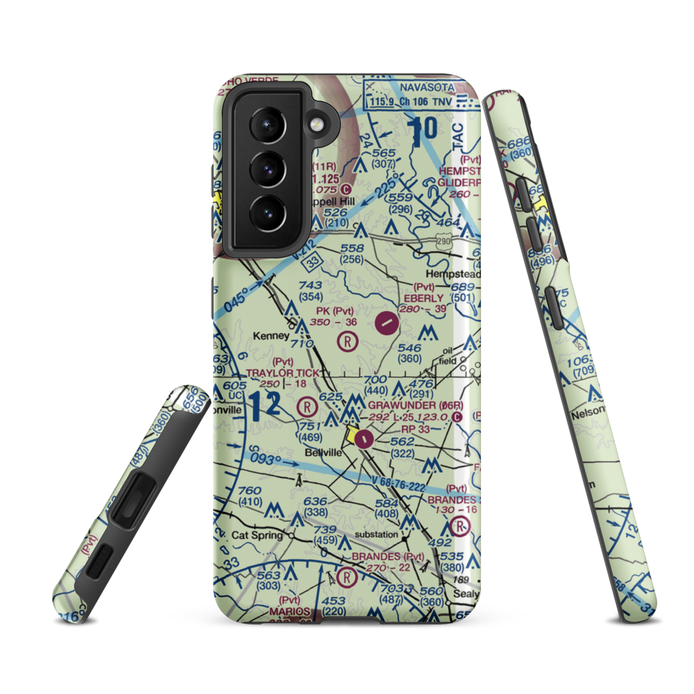 P-K Ranch Airport (60TX) VFR Sectional Samsung Phone Case Samsung Galaxy S21 FE model shown