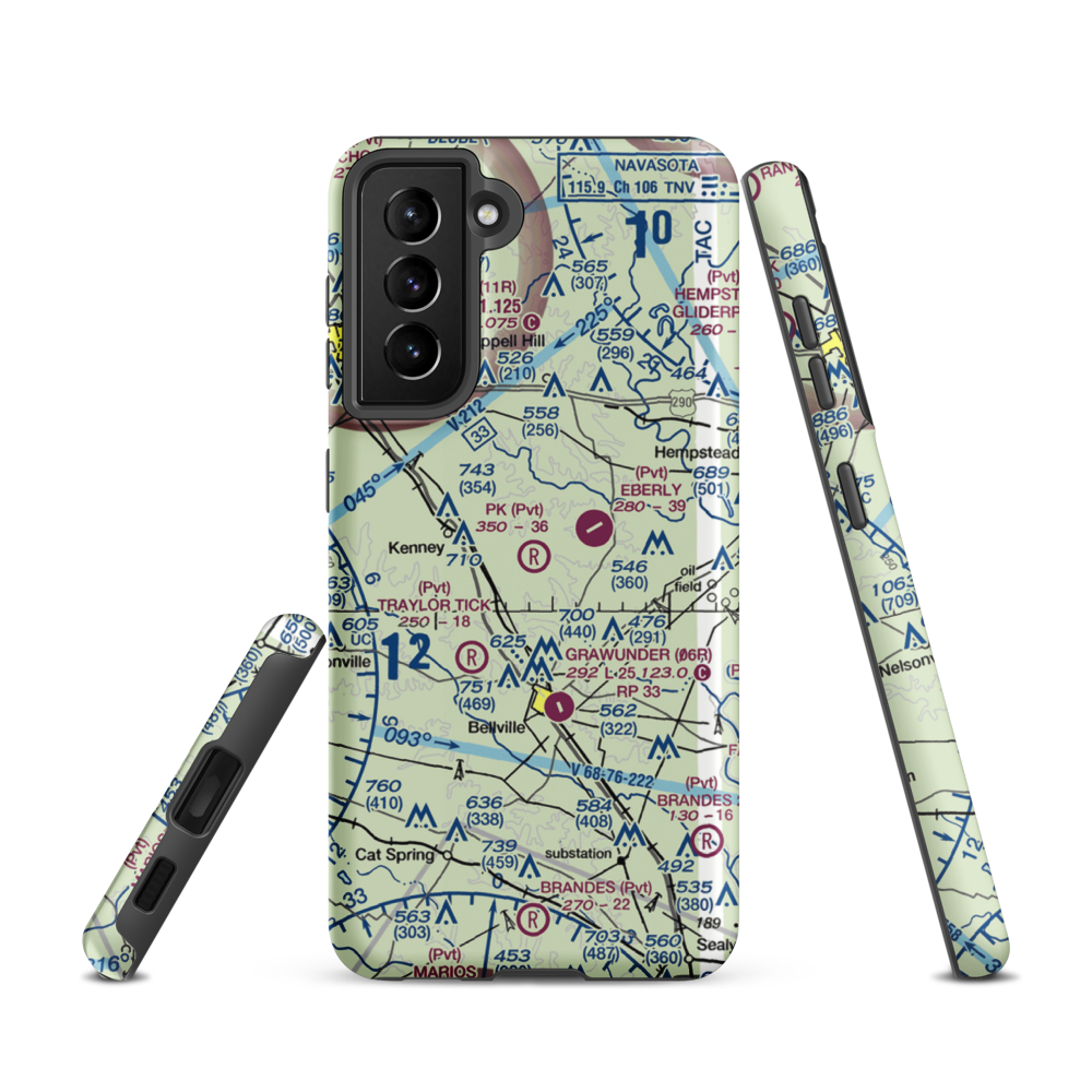 P-K Ranch Airport (60TX) VFR Sectional Samsung Phone Case Samsung Galaxy S21 model shown