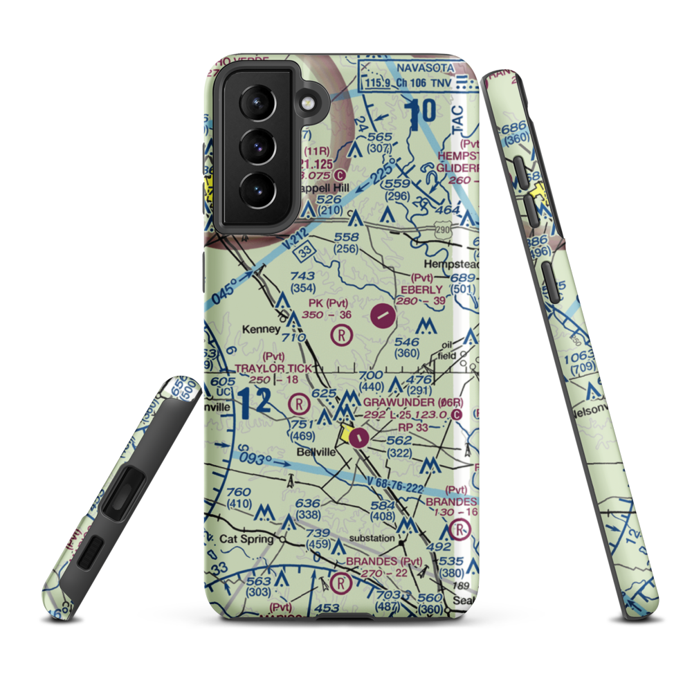 P-K Ranch Airport (60TX) VFR Sectional Samsung Phone Case Samsung Galaxy S21 Plus model shown