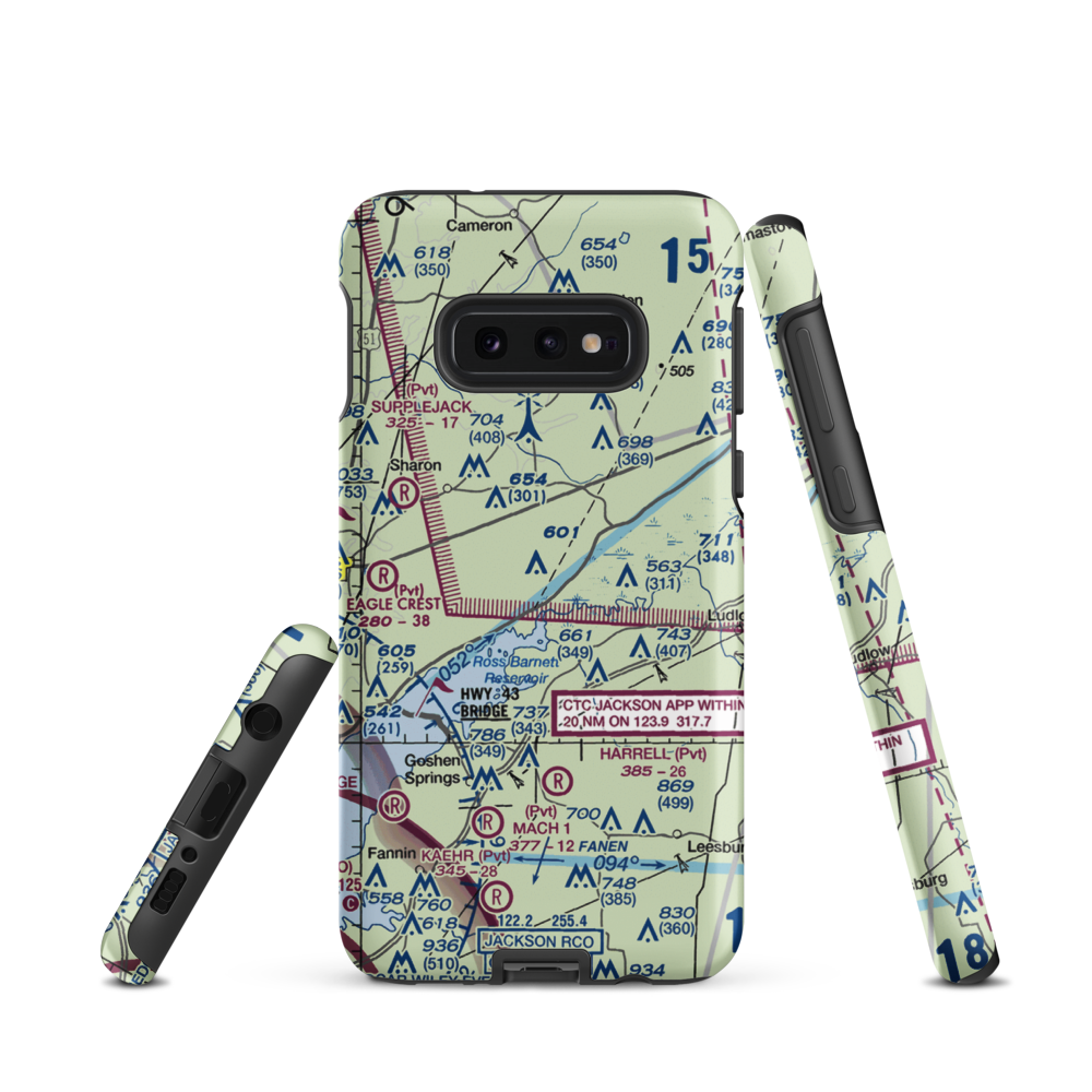 Pace Airstrip (MS29) VFR Sectional Samsung Phone Case Samsung Galaxy S10e model shown
