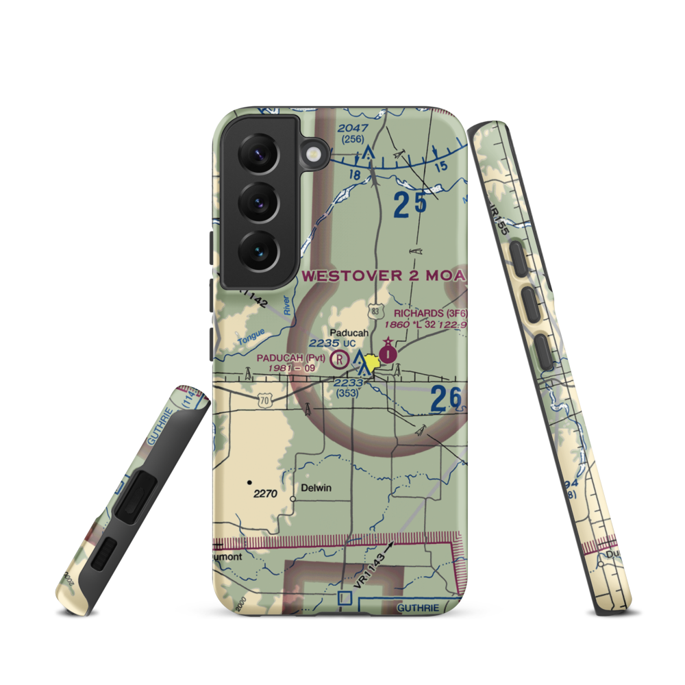 Paducah Airport (2TS5) VFR Sectional Samsung Phone Case Samsung Galaxy S22 model shown