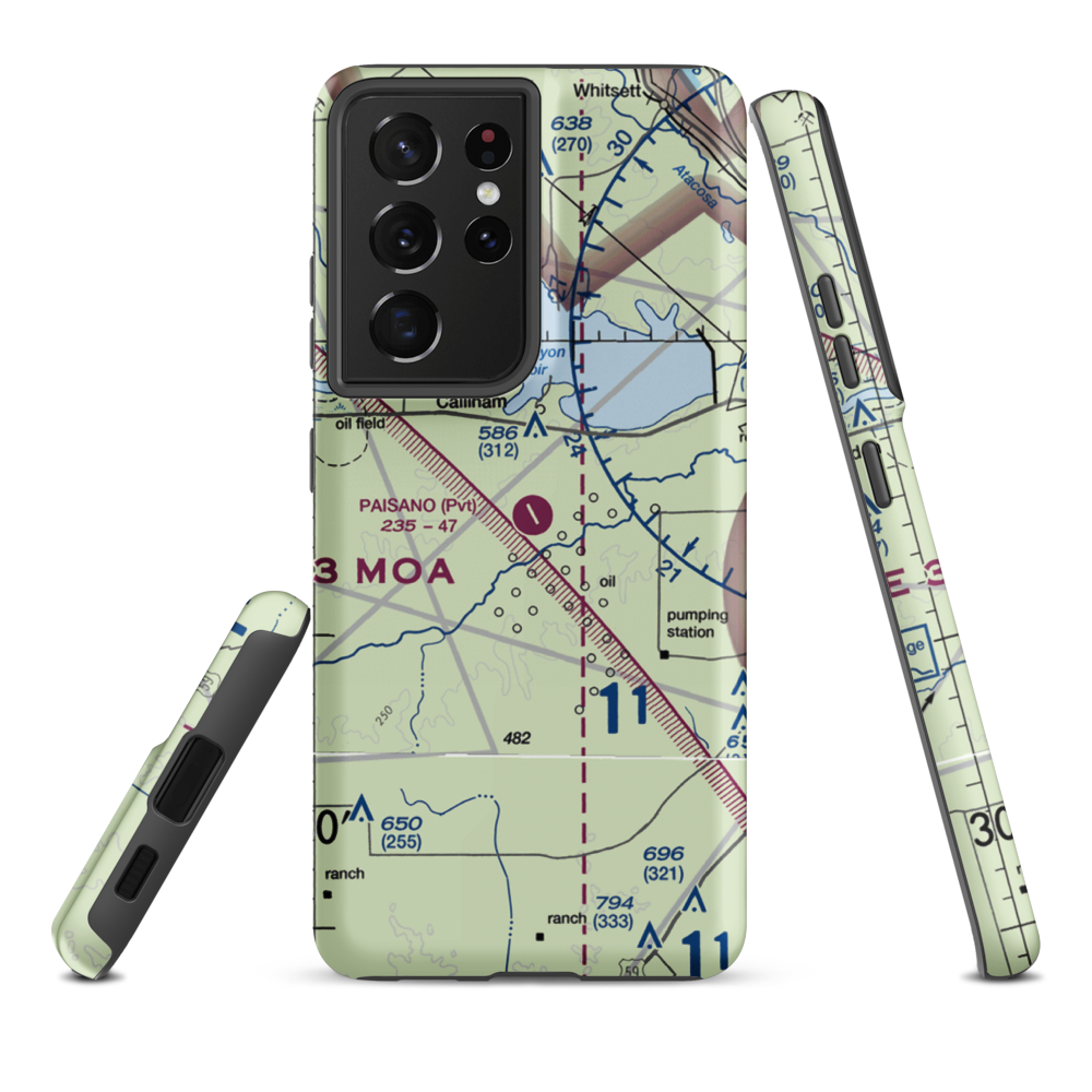 Paisano Ranch Airport (91TX) VFR Sectional Samsung Phone Case Samsung Galaxy S21 Plus model shown