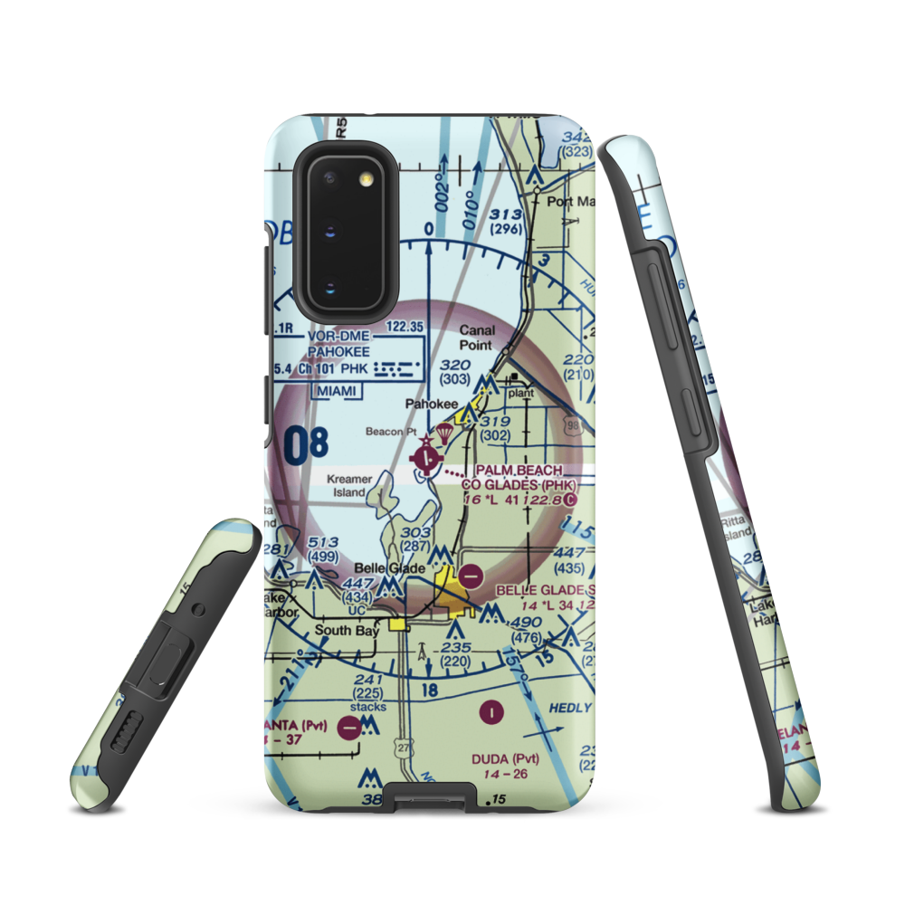 Palm Beach County Glades Airport (PHK) VFR Sectional Samsung Phone Case Samsung Galaxy S20 model shown