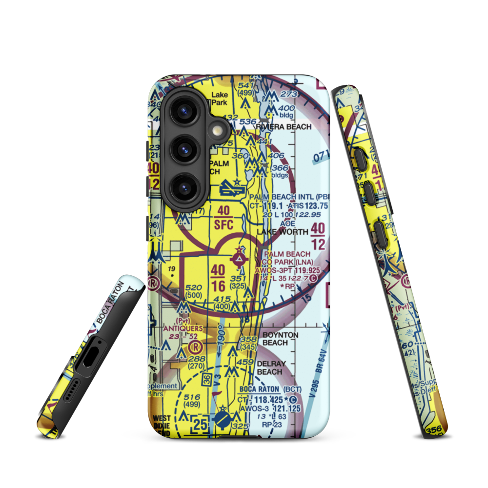 Palm Beach County Park Airport (LNA) VFR Sectional Samsung Phone Case Samsung Galaxy S24 model shown