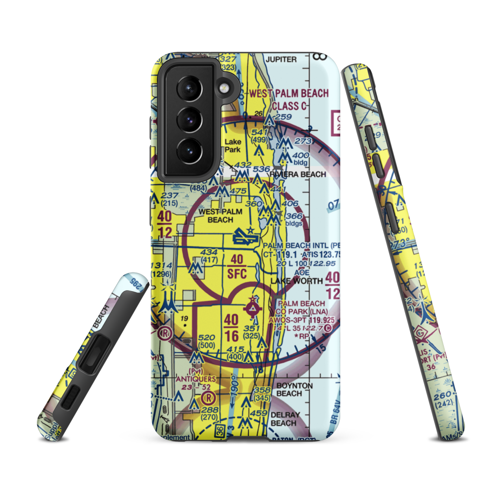 Palm Beach International Airport (PBI) VFR Sectional Samsung Phone Case Samsung Galaxy S21 Ultra model shown