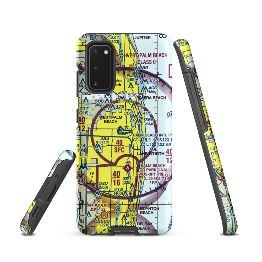 Palm Beach International Airport (PBI) VFR Sectional Samsung Phone Case Samsung Galaxy S20 model shown