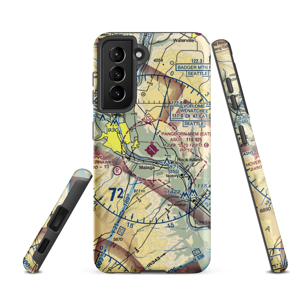 Pangborn Memorial Airport (EAT) VFR Sectional Samsung Phone Case Samsung Galaxy S21 FE model shown