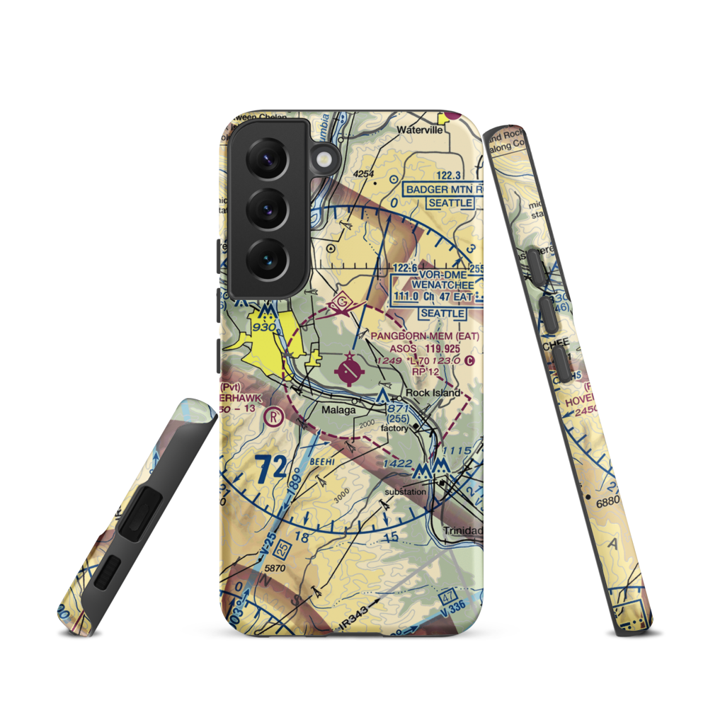 Pangborn Memorial Airport (EAT) VFR Sectional Samsung Phone Case Samsung Galaxy S22 model shown