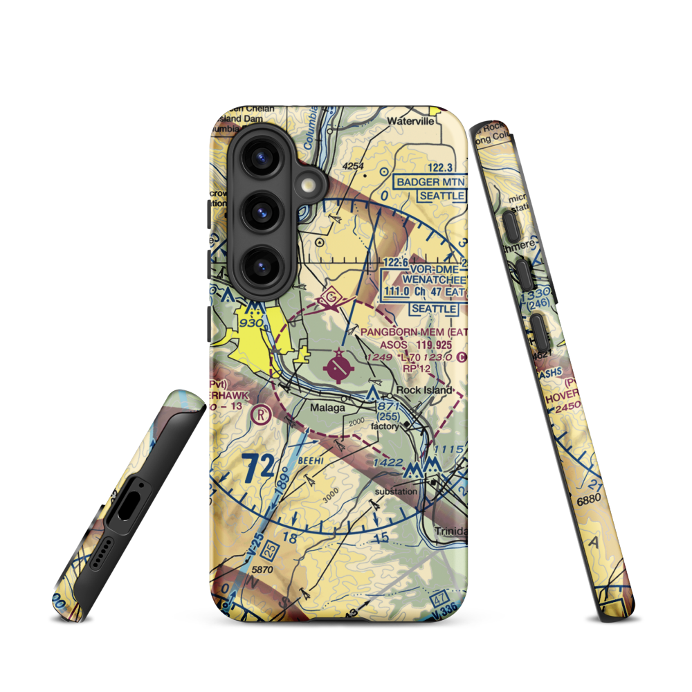 Pangborn Memorial Airport (EAT) VFR Sectional Samsung Phone Case Samsung Galaxy S24 model shown