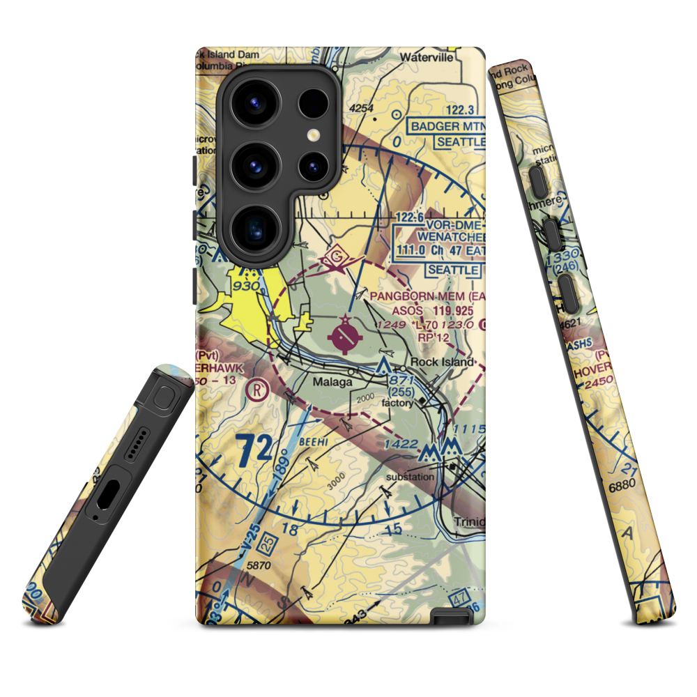 Pangborn Memorial Airport (EAT) VFR Sectional Samsung Phone Case Samsung Galaxy S24 Ultra model shown