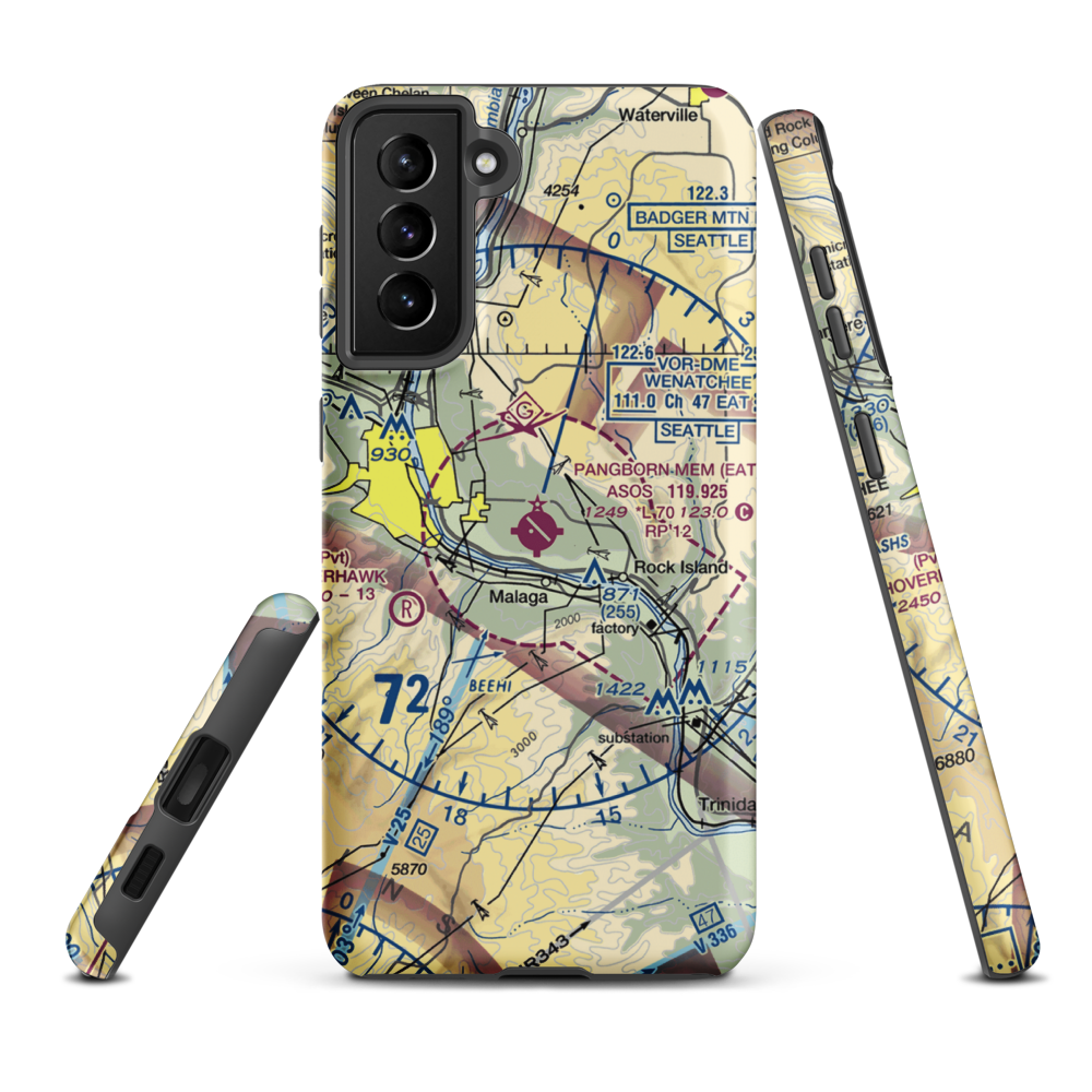 Pangborn Memorial Airport (EAT) VFR Sectional Samsung Phone Case Samsung Galaxy S21 Plus model shown