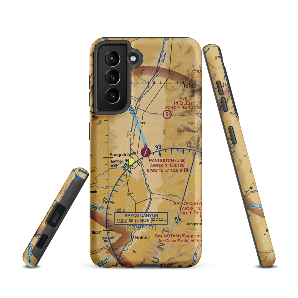 Panguitch Municipal Airport (U55) VFR Sectional Samsung Phone Case Samsung Galaxy S21 model shown