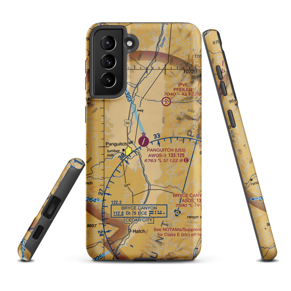 Panguitch Municipal Airport (U55) VFR Sectional Samsung Phone Case Samsung Galaxy S21 FE model shown