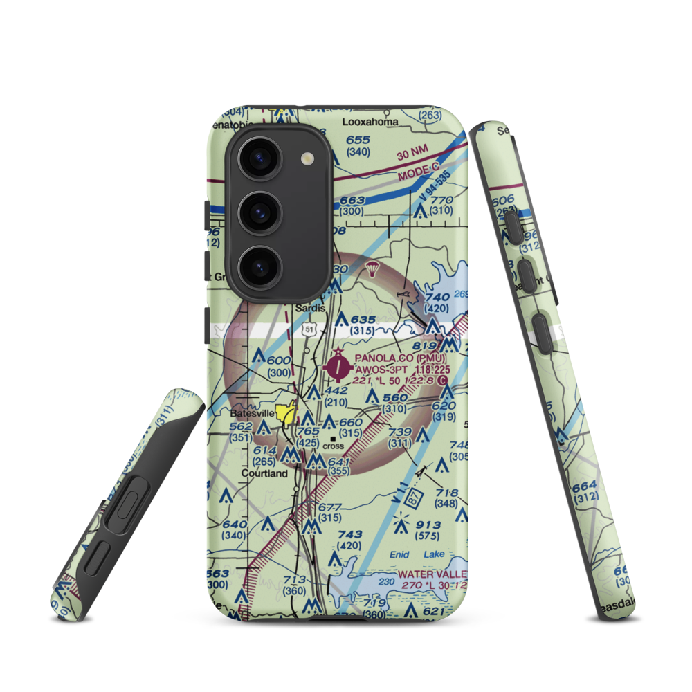 Panola County Airport (PMU) VFR Sectional Samsung Phone Case Samsung Galaxy S23 model shown