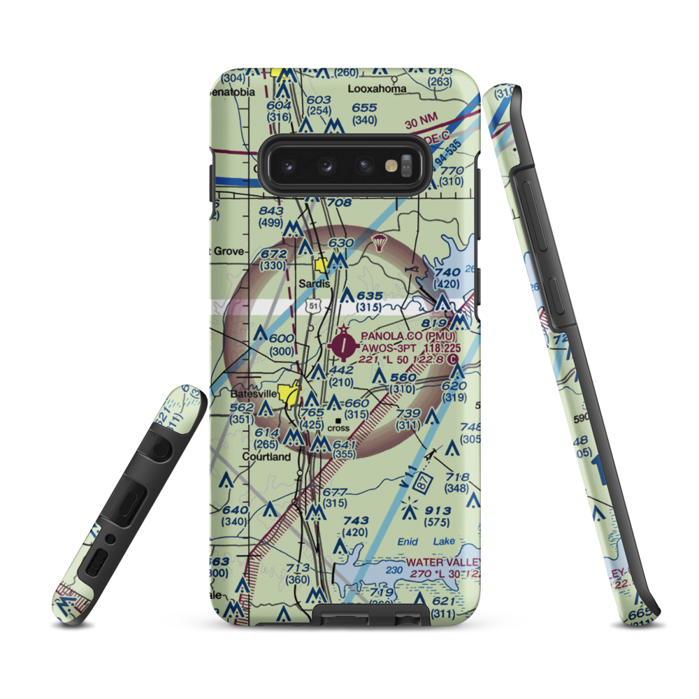 Panola County Airport (PMU) VFR Sectional Samsung Phone Case Samsung Galaxy S10 Plus model shown