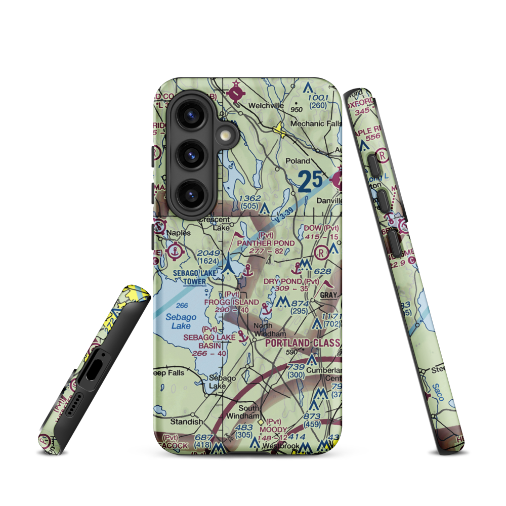 Panther Pond Seaplane Base (ME09) VFR Sectional Samsung Phone Case Samsung Galaxy S24 model shown