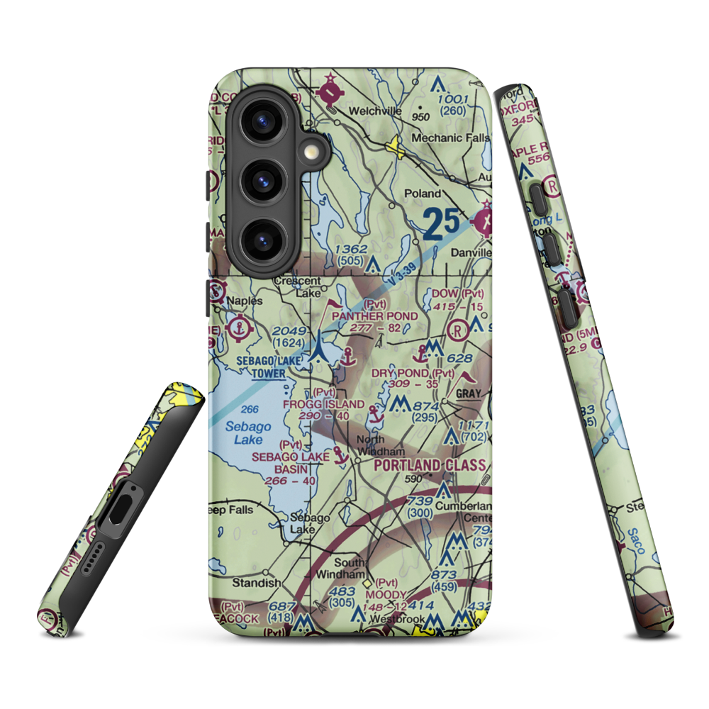 Panther Pond Seaplane Base (ME09) VFR Sectional Samsung Phone Case Samsung Galaxy S24 Plus model shown