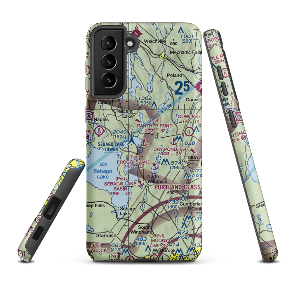 Panther Pond Seaplane Base (ME09) VFR Sectional Samsung Phone Case Samsung Galaxy S21 Plus model shown