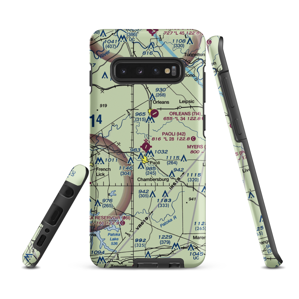 Paoli Municipal Airport (I42) VFR Sectional Samsung Phone Case Samsung Galaxy S10 Plus model shown