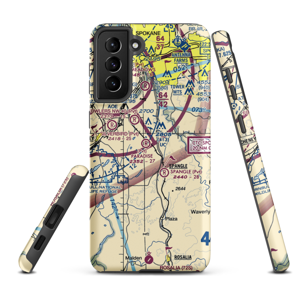 Paradise Air Ranch Airport (WA62) VFR Sectional Samsung Phone Case Samsung Galaxy S21 FE model shown