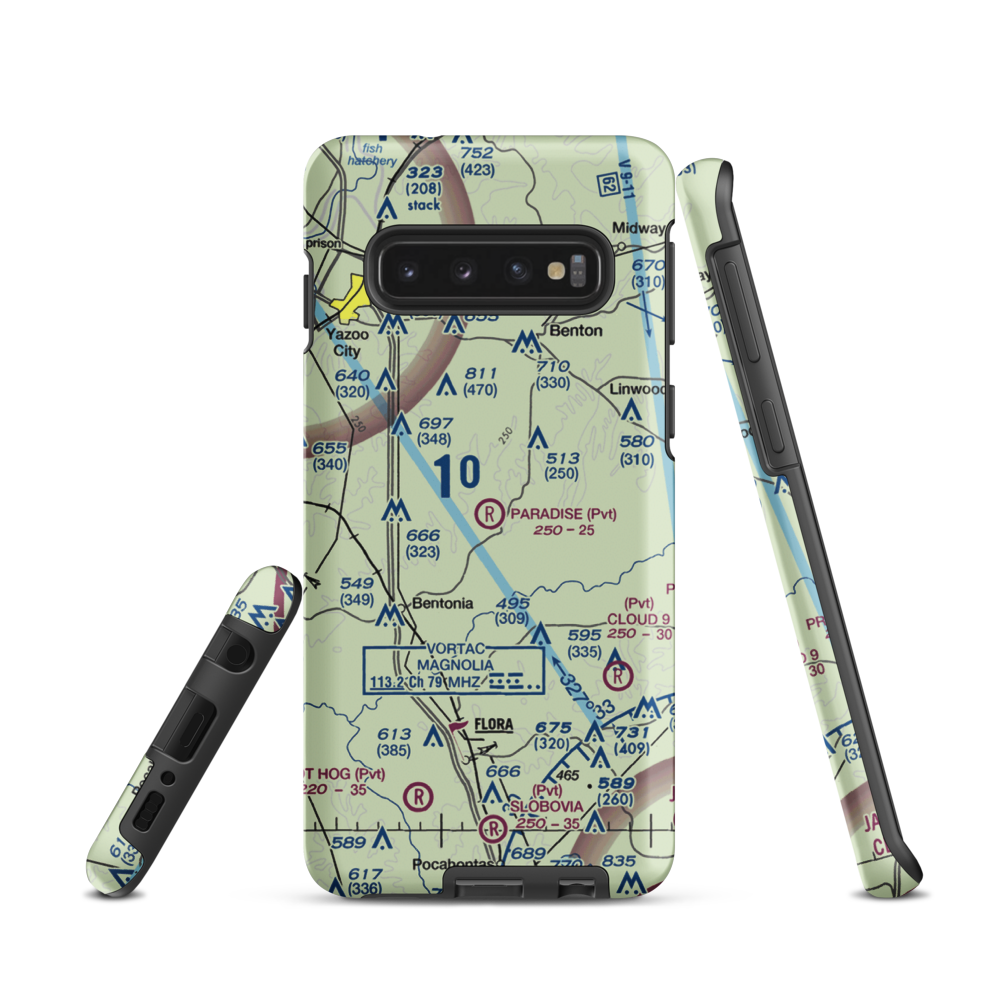 Paradise Airport (99MS) VFR Sectional Samsung Phone Case Samsung Galaxy S10 model shown