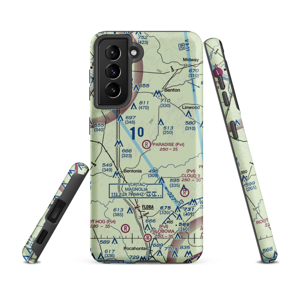 Paradise Airport (99MS) VFR Sectional Samsung Phone Case Samsung Galaxy S21 FE model shown